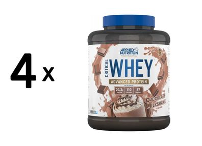 4 x Applied Nutrition Critical Whey (2000g) Chocolate Milkshake