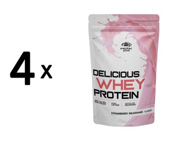 4 x Peak Delicious Whey Protein (450g) Strawberry Milkshake