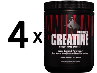 4 x Micronized Creatine Monohydrate Capsules - 300 caps