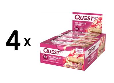 4 x Quest Nutrition Quest Bars (12x60g) White Chocolate Raspberry