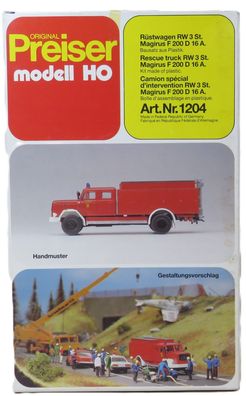 Preiser 1204 - Rüstwagen RW 3 St. Magirus - Bausatz - HO - 1:87 - Originalverpackung