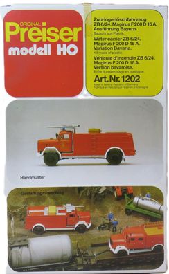 Preiser 1202 - Zubringerlöschfahrzeug - Bausatz - HO - 1:87 - Originalverpackung