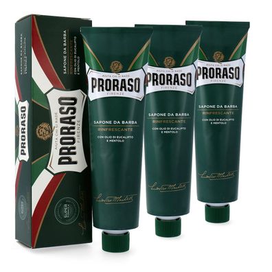 Proraso Rasierseife Tube Eukalyptusöl und Menthol 3x 150ml