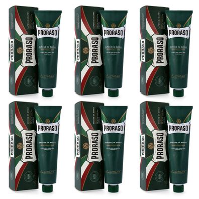 Proraso Rasierseife Tube Eukalyptusöl und Menthol 6x 150ml