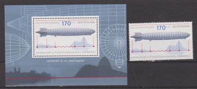 BRD 2007 postfrisch MiNr. 2589 + Block 69 Tag der Briefmarke Luftschiff LZ 12