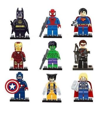 9 Stück Marvel Avengers Superhelden Comic Minifiguren DC Minifigur Geschenk