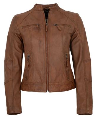 7eleven - Damen Lederjacke Lammnappa cognac