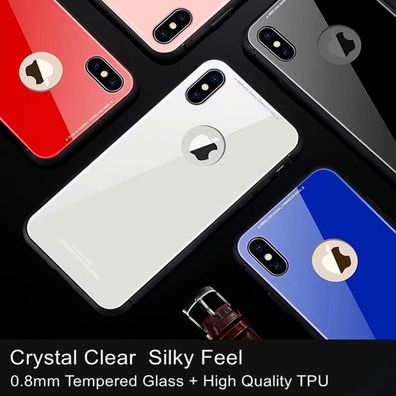 FÜR iPHONE X XS 11 PRO MAX XR 7 8 PLUS EDEL Echtglas CASE Rückseite Schutzhülle