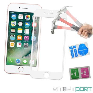 10D Panzerfolie FÜR iPHONE 6|6S|7|8 (PLUS) Display FULL COVER Schutzglas 9H WEIß