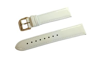 s. Oliver | Uhrenarmband 20mm weiß Leder lackiert glänzend | SO-2540-LM