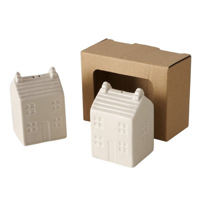 Salz- und Pfefferstreuer HOMA grau beige Streuer-Set Haus aus Porzellan 2tlg