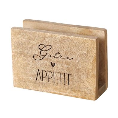 Serviettenhalter GUTEN Appetit braun aus Holz mit Herz Farmhouse (Motiv 1)