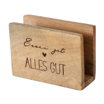 Serviettenhalter ESSEN GUT ALLES GUT braun aus Holz mit Herz Farmhouse (Motiv 2)