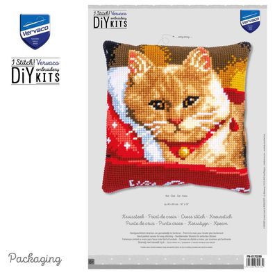 Vervaco PN-0170289 Kreuzstichkissenpackung Katze