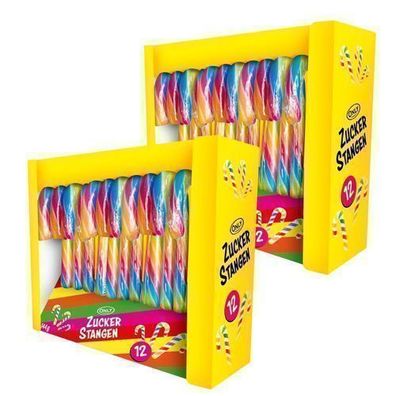 Bunte Zuckerstangen für den Weihnachtsbaum 2x12 Stück