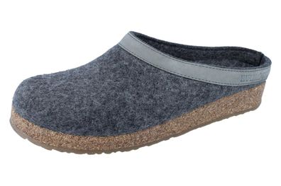 Haflinger Grizzly Torben Herren Hausschuhe Clog grau anthrazit/Wollfilz