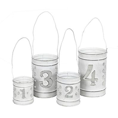Hängewindlichter LIGHTS shabby weiß aus Metall Advent Windlichter 1-4 Adventskra