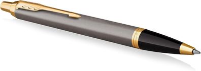 Parker Kugelschreiber IM Core Grey Lacquer GT Mine blau mit goldenen Zierteilen