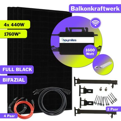 1760W Balkonkraftwerk Bifazial mit Hoymiles Inverter & Halterung PV Komplettset