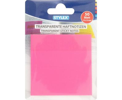 Transparente Haftnotizen pink 12,5 x 9,5 cm beschriftbar