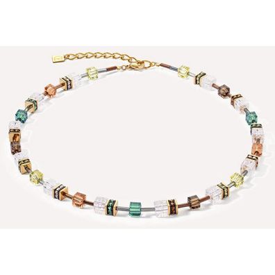 Collier - Edelstahl gold - GeoCube Nature braun