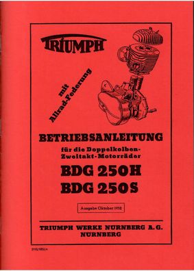 Bedienungsanleitung Triumph BDG 250H, BDG 250S, Motorrad, Oldtimer