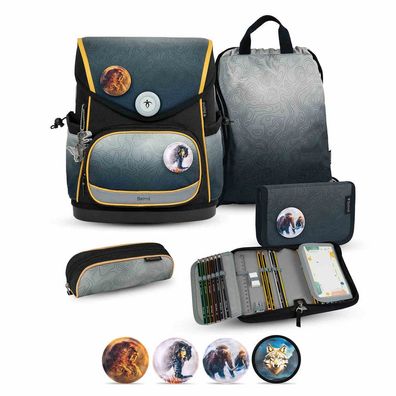 Belmil Compact Plus Premium Schulranzen Set 5-teilig "Black Grey"