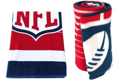 NFL Set Fleecedecke 150 x 200 cm & Velour Badetuch 80 x 150 cm rot blau