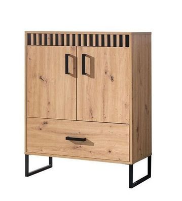 Kommode Lamelix 04 Wohnzimmerschrank 80x102x40 cm 2 Türen 1 Schublade Artisan Ecihe