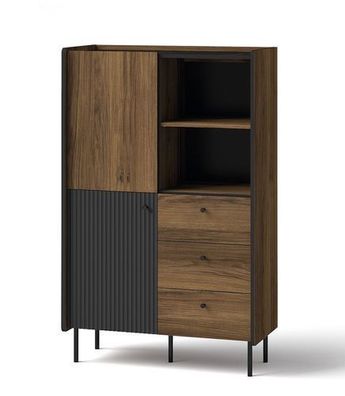 Komoda Prestigo P4 Highboard 88x140x40 cm Hochschrank Schrank 2 Türen 3 Schubkästen