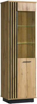 Vitrine Lamelo LA2 Schrank 1 türiger Wohnzimmerschrank Wotan Eiche Vitrinenschrank