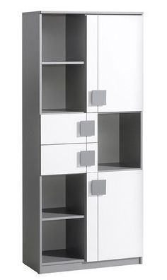 Regal Gumi G2 Schrank mit Regalen, Hochschrank (Anthrazite/ Brillant Weiß)