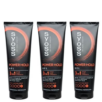 Syoss/Power Hold Gel 3in1 "Long Lasting Hold" 3x250ml/Haarstyling