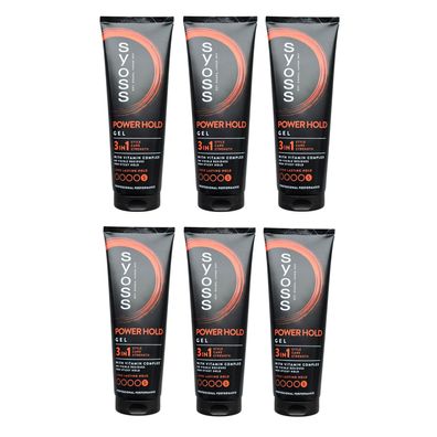 Syoss/Power Hold Gel "High Shine" Ultra Strong Hold 6x250ml/Haarstyling