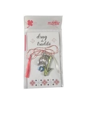 Martisor Ghiocel Märzchen Charm Anhänger als Schneeglöckchen aus Metall 2291