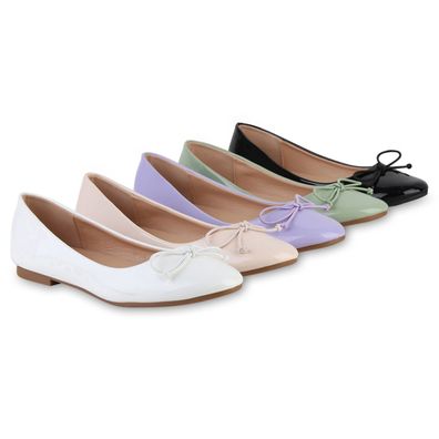 VAN HILL Damen Klassische Ballerinas Flache Lack Schleifen Schuhe 841553