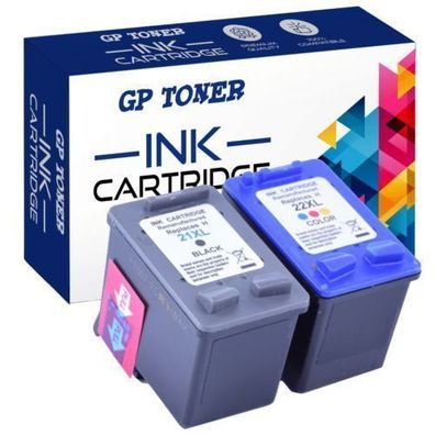 TINTE Patronen für HP 21 + 22 XL Deskjet F2100 F2110 F2120 F2180 F2224 F2280