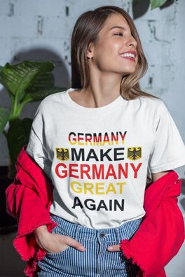 Make Germany Great Again Deutschland Flagge afd Damen T-shirt Baumwolle S-XXXL