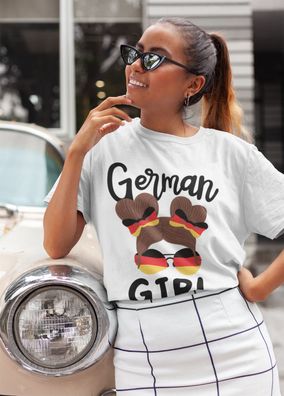 Germany Girl Deutsches Mädchen Flagge afd Damen T-shirt Baumwolle S-XXXL