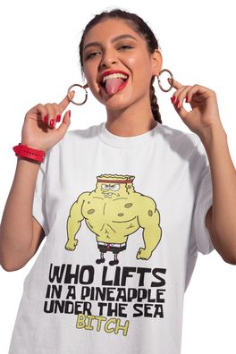 SpongeBob Schwammkopf GYM Fitness Pump Pain Damen Oversize Shirt Bio-Baumwolle