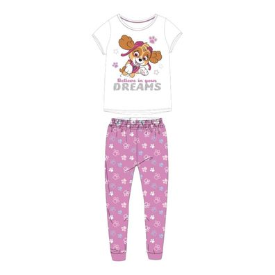 Pyjama für Mädchen | "Belive in your Dreams" | weiß-pink