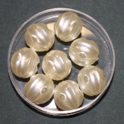 Wachsperlen geriffelt, 14 x 13 mm, weiß