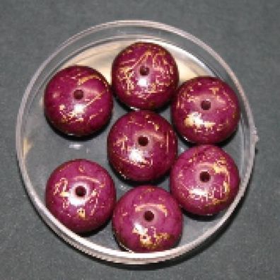 Wachsperlen, 12 x 9 mm, dunkellila/ goldfarben