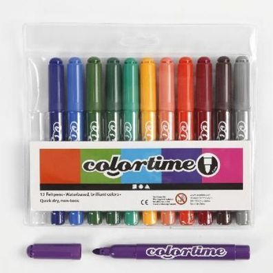 Filzstifte 12 Stck. 5mm, zusätzliche Farben von Colortime