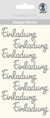 Design-Sticker, silber, "Einladung"