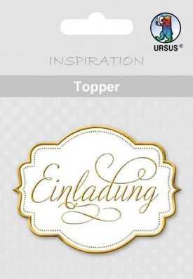 Topper, weiß/ gold, "Einladung"