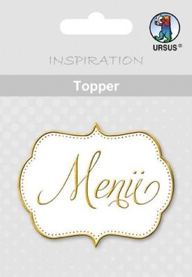 Topper, weiß/ gold, "Menü"