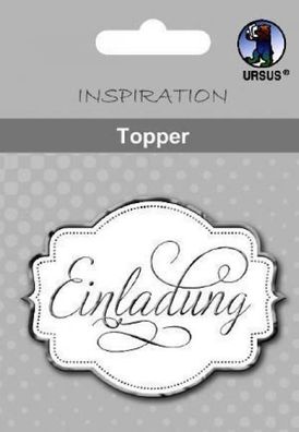 Topper, weiß/ silber, "Einladung"
