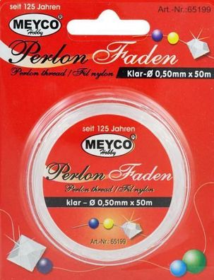 Perlon Faden, klar, 0,50mmx50m