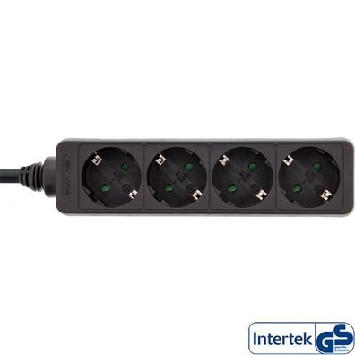 InLine® 16441E Steckdosenleiste, 4-fach Schutzkontakt 1,5m, schwarz